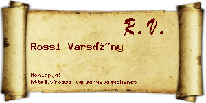 Rossi Varsány névjegykártya